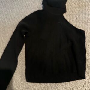 Le Lis Elegant Black Turtleneck Sweater- cut out shoulder